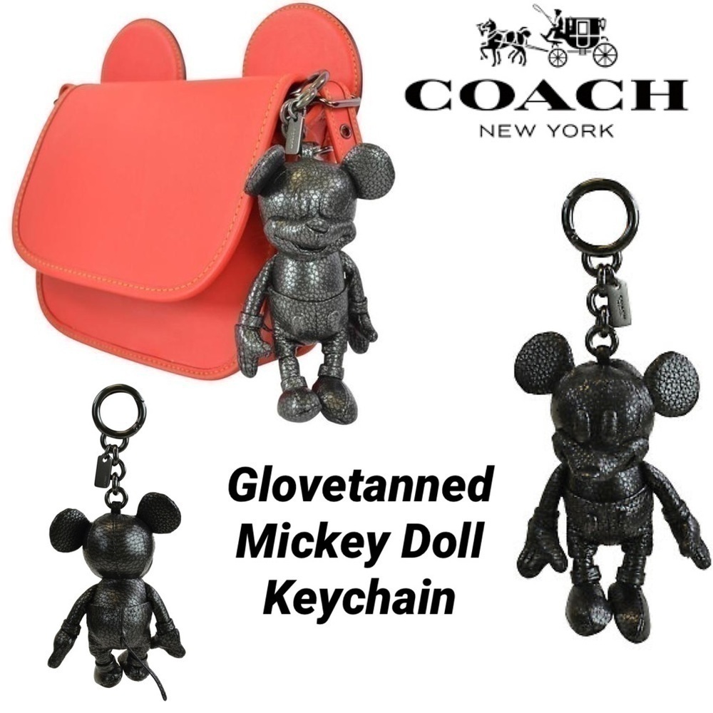 Coach Glovetanned Leather Mickey Doll Keychain NWT - Picture 4 of 7